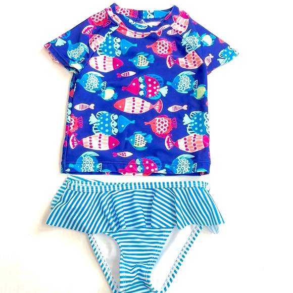 Gymboree Toddler Girl Fish Two Piece Swimsuit, Size 2T - Picture 1 of 6
